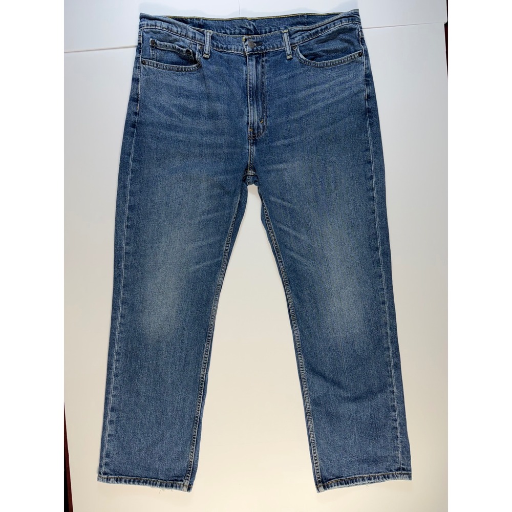 Levi's 514 Jeans Mens 38x30 Straight Fit Medium Wash Blue Denim Distressed